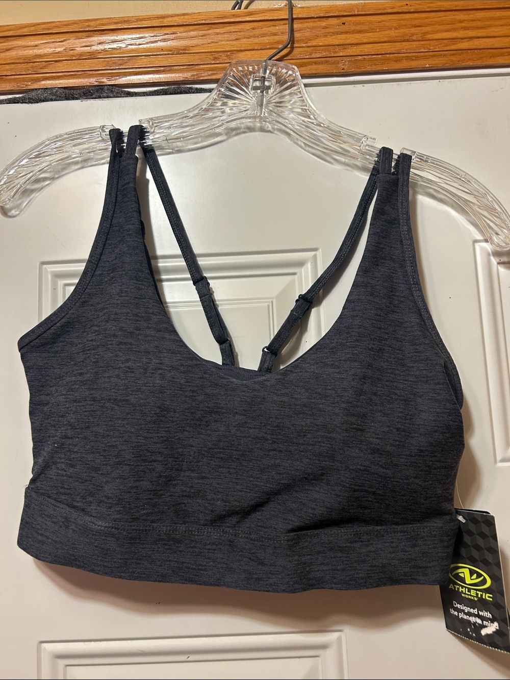 Charcoal Gray Strappy Sports Bra S NWT